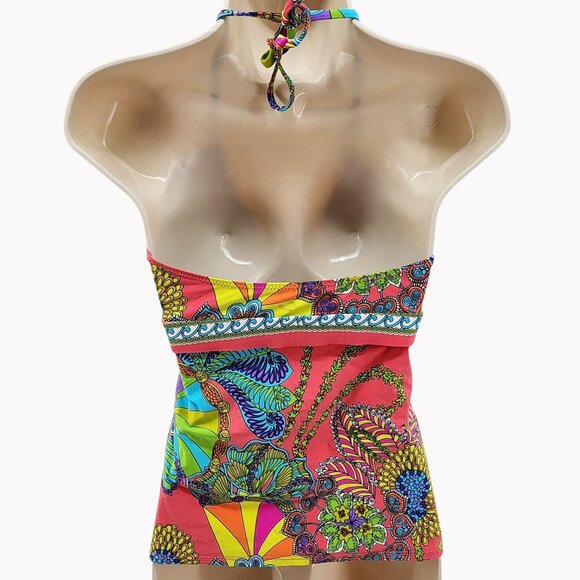 Trina Turk Womens Size 6 Halter Tankini Swim Top Multicolor Nylon/Spandex - Picture 2 of 8